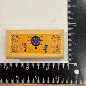 Unbranded Spider and Web Halloween Wood Mounted Rubber Stamp